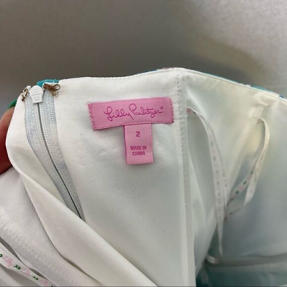 LILLY Pulitzer Langley Floral Beaded Silk Strapless Dress 2 - Picture 6 of 8